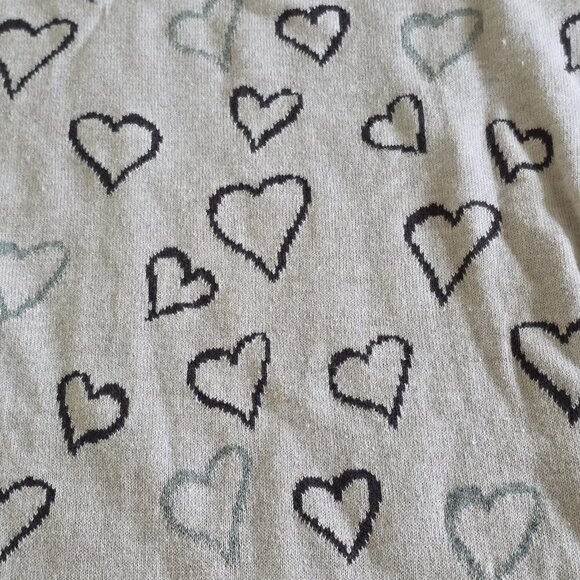 Olsen Sweater Womens US 8 Lavender Heart Shapes AOP LS V Neck Cotton Boho Casual - Picture 10 of 16